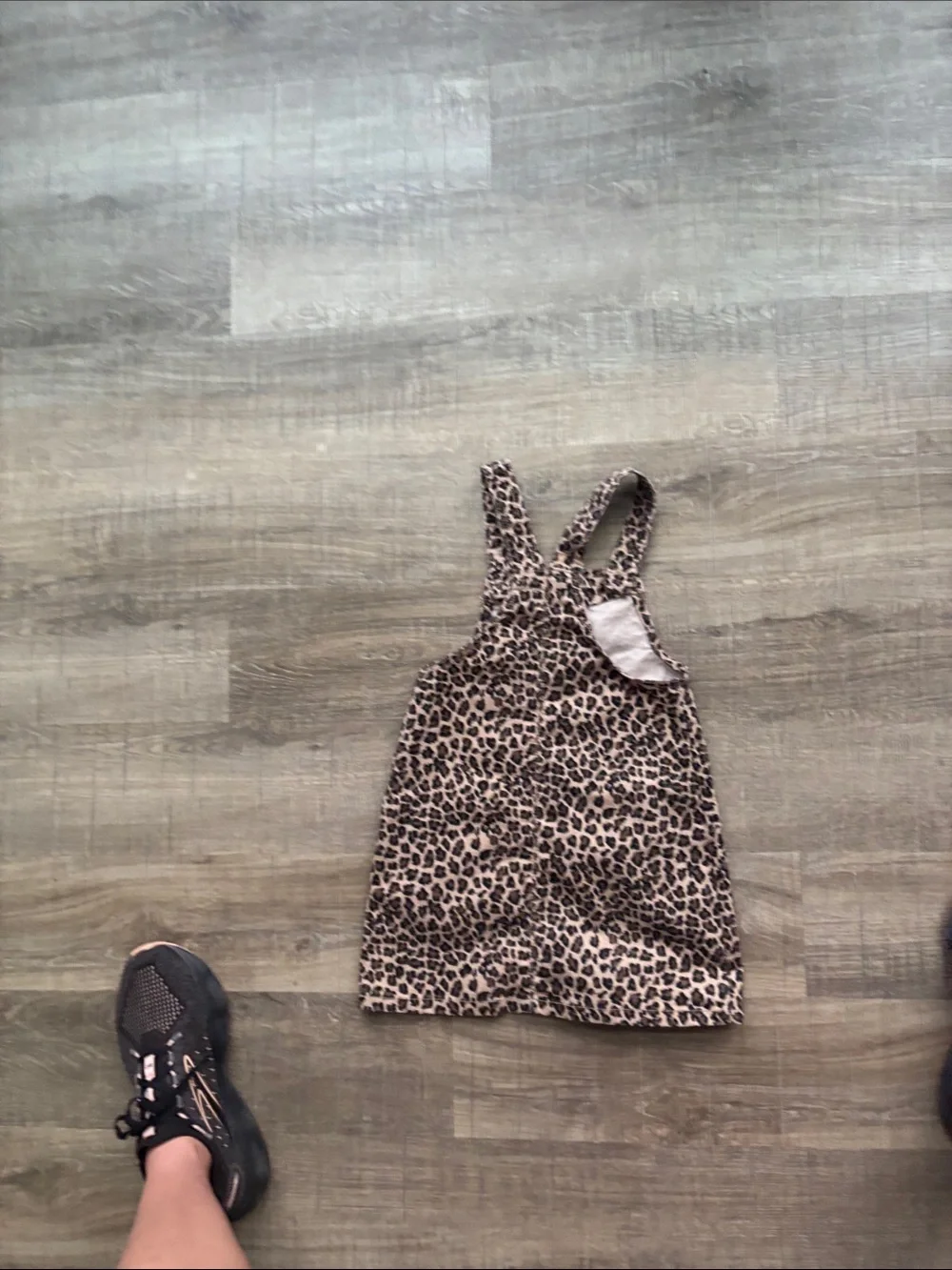 Leopard Print Button-Front Overall Dress - Tan/Black